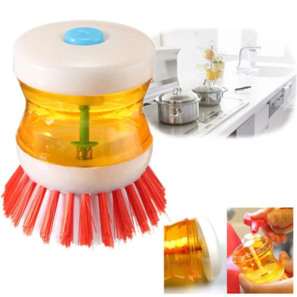 Kitchen Cleaning Brush Pot Dish Brush With Washing Up Liquid Soap