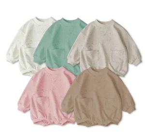 Autumn Hot Sale Oversized Long Sleeve Snap Button Cotton Dot Kids Jumpsuit Baby Romper