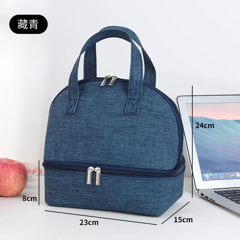 In Stock RTS Two Layers Student School Daily Lunch Bag Outdoor Picnic Tote Thermal Insulated Bag Breast Milk Cooler Bag