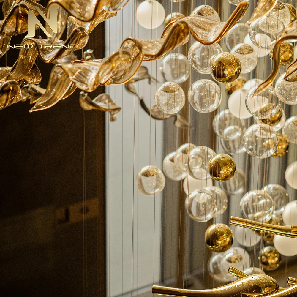 CPL-467 Grand Custom Glass Chandelier Oversized Contemporary Centerpiece for Commercial Lobby & Showroom Project