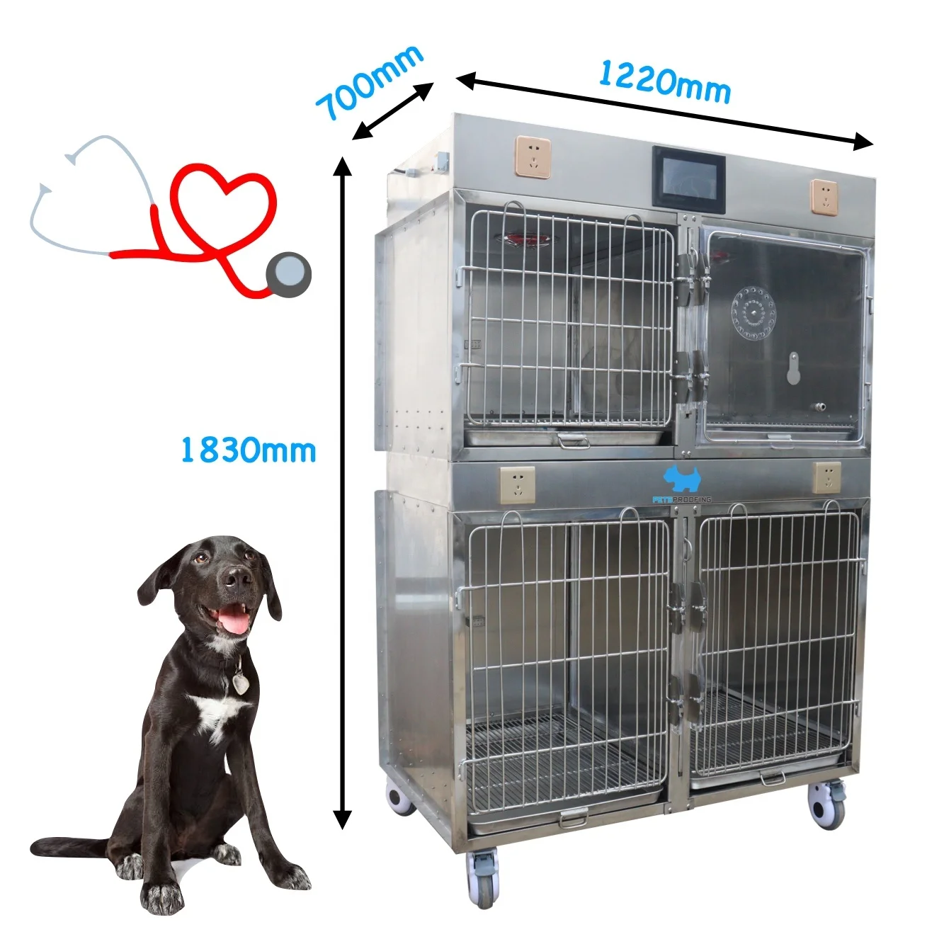 Hospital Luxury Medical Equipment Icu Intensive Care Unit Stainless Steel Veterinary Cages Vet