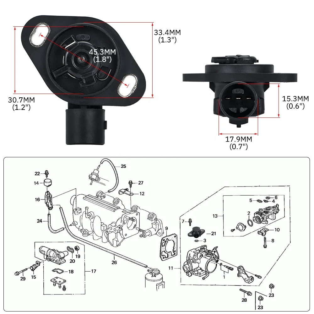 Source ホンダシビックアキュラ用TPSスロットルポジションセンサー88