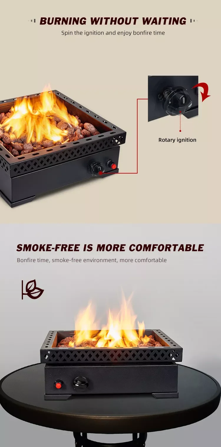 Professional China Manufacturer Vertical Square Patio Garden Outdoor Gas Fire Pit