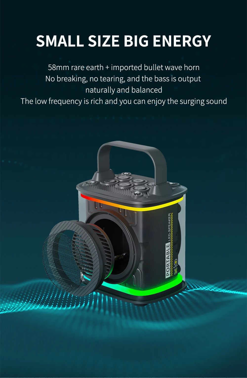 Karaoke Machine, Portable Wireless Speaker Karaoke System Speaker with Wireless Microphone and Colorful Lights for Girls Boys