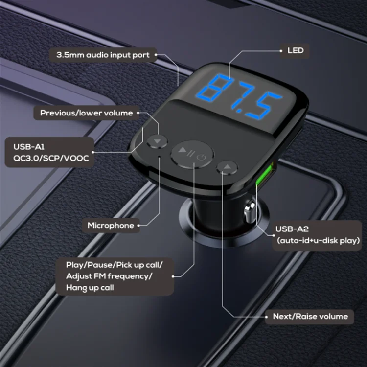 Chargeur De Voiture Double Ports USB Et Modulateur Transmetteur FM Bluetooth  5.0 LDNIO C706Q - imychic