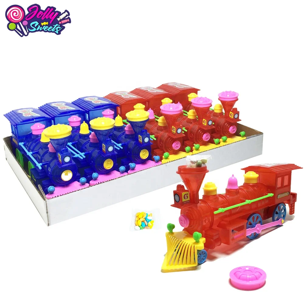 JollySweets Candy Toy Pull String Ringing Train Plastic Car Toy with Candy for Kids