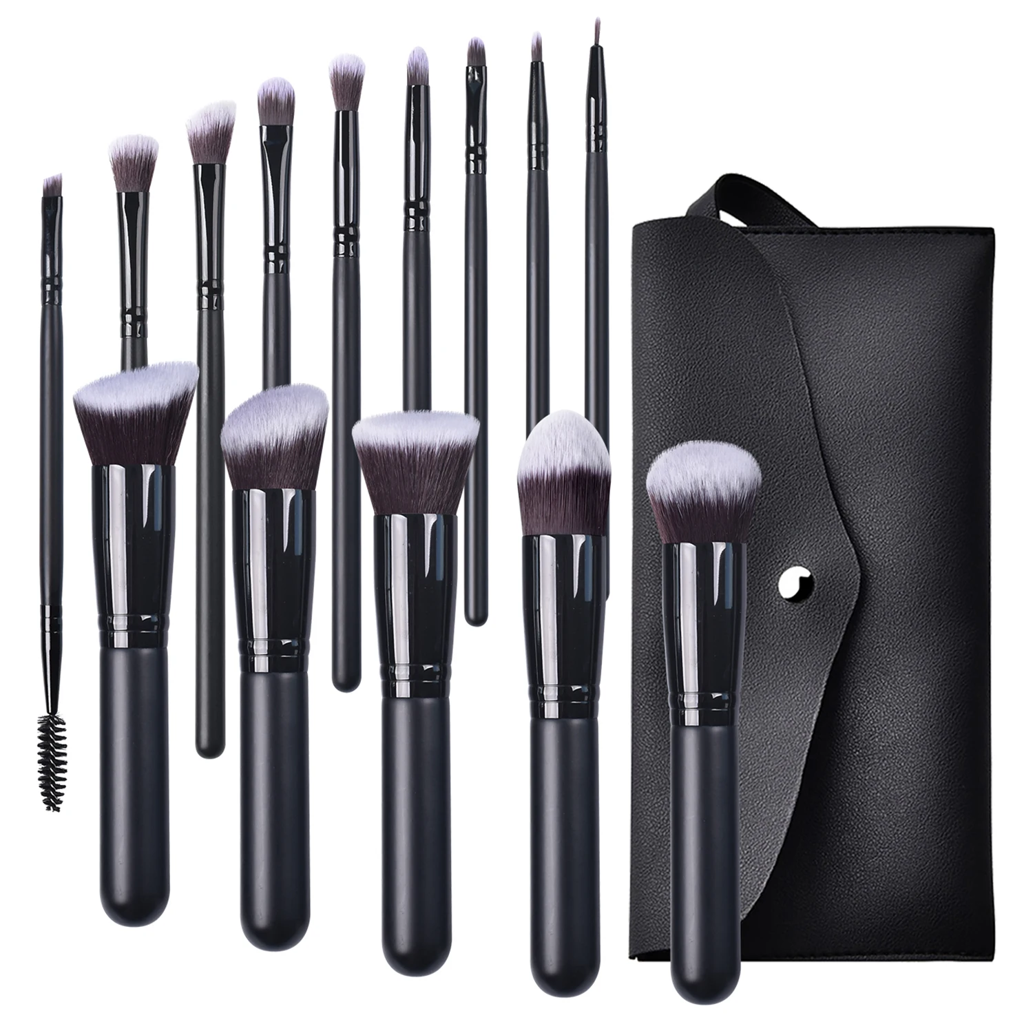 B14007d Cute Pink Makeup Brushes 14pcs Vegan Synthetic Hair Foundation