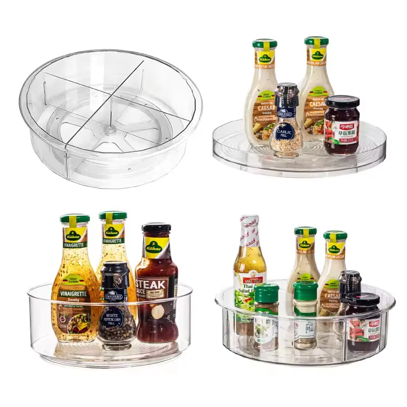 Transparent Plastic Acrylic Kitchen Spice Rack 360 Degree Turntable ...