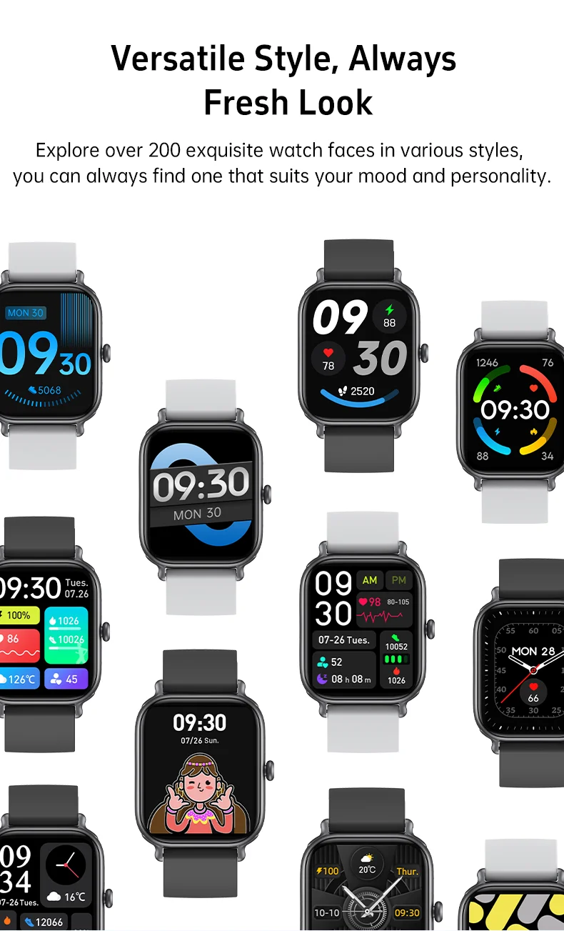 CX3 Smartwatch for Men Women 2 Inch Touch Screen BT Calling Heart Rate Sleep Tracking IP68 Waterproof Sport Bracelet Smart Watch