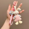 Jupe à pois rose avec motif lapin.