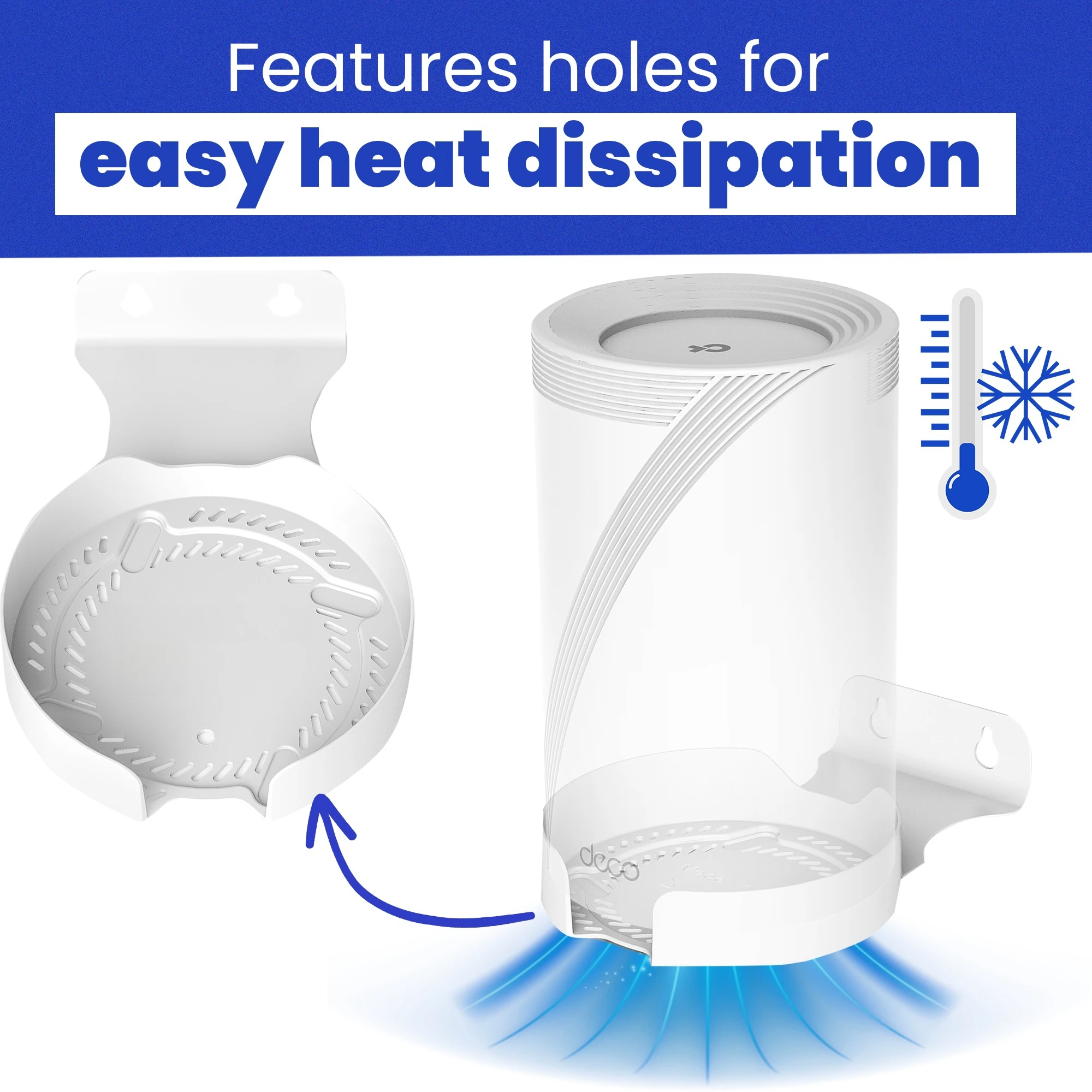 Stander Compatible With TP Link Deco BE63 / BE65 Mesh WiFi 7 System - Simple And Robust Wall Mount Stand Mount TP Link Deco BE63 / BE65 Holder With Cable Management (White - View #2