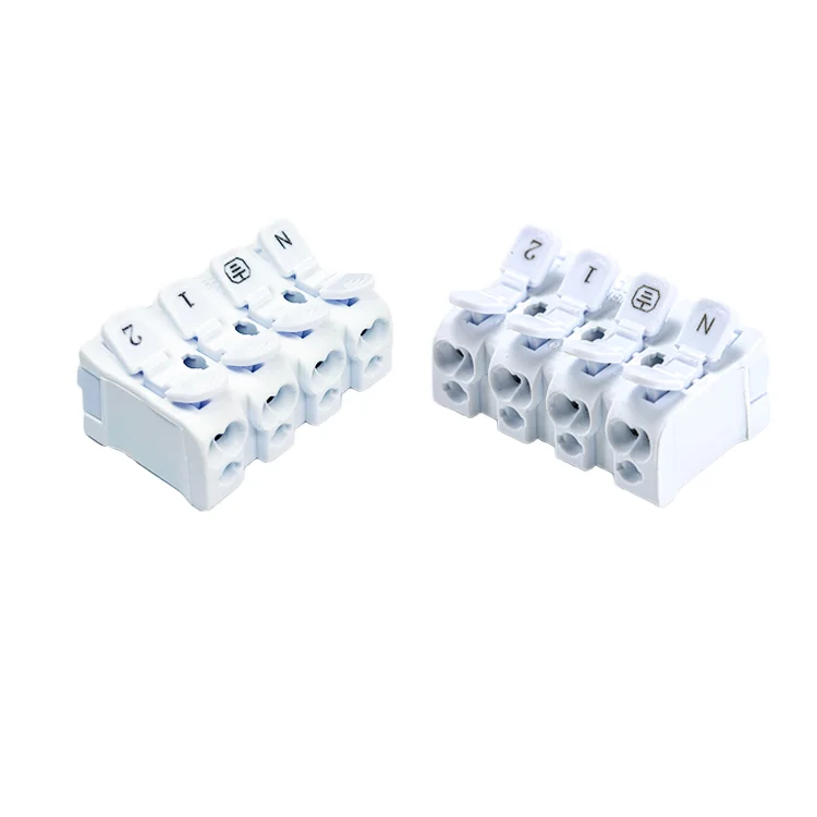 Screwless 4 Pole  Fast Connect  Wire Connector Terminal Block for wiring 2.5mm2