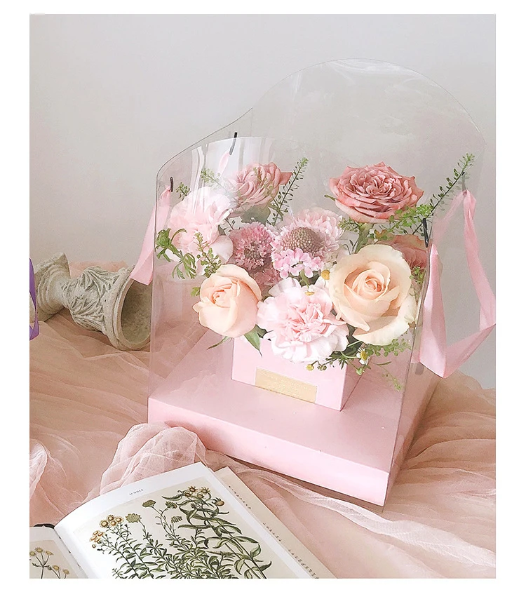 Zl Wholesale Pvc Luxury Transparent Rectangular Roses Gift Box Paper 