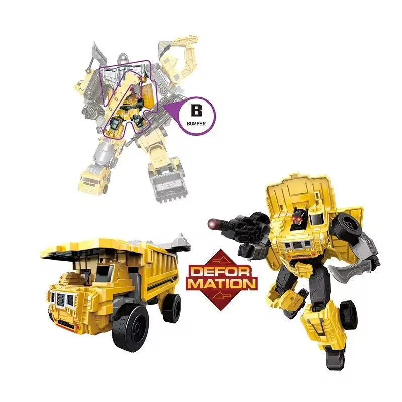 New Kid 6 in 1 Plastic DIY Toy Engineering Bulldozer Truck Deformation Transform Robot Car Toy