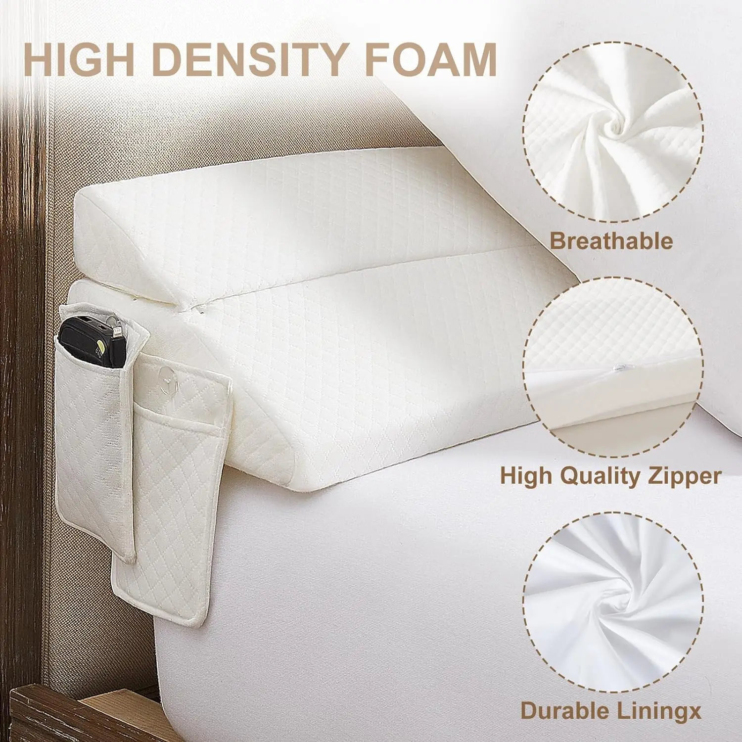 Premium Foam Foldable Bed Wedge Pillow For Headboard | Upgraded Bed Gap ...