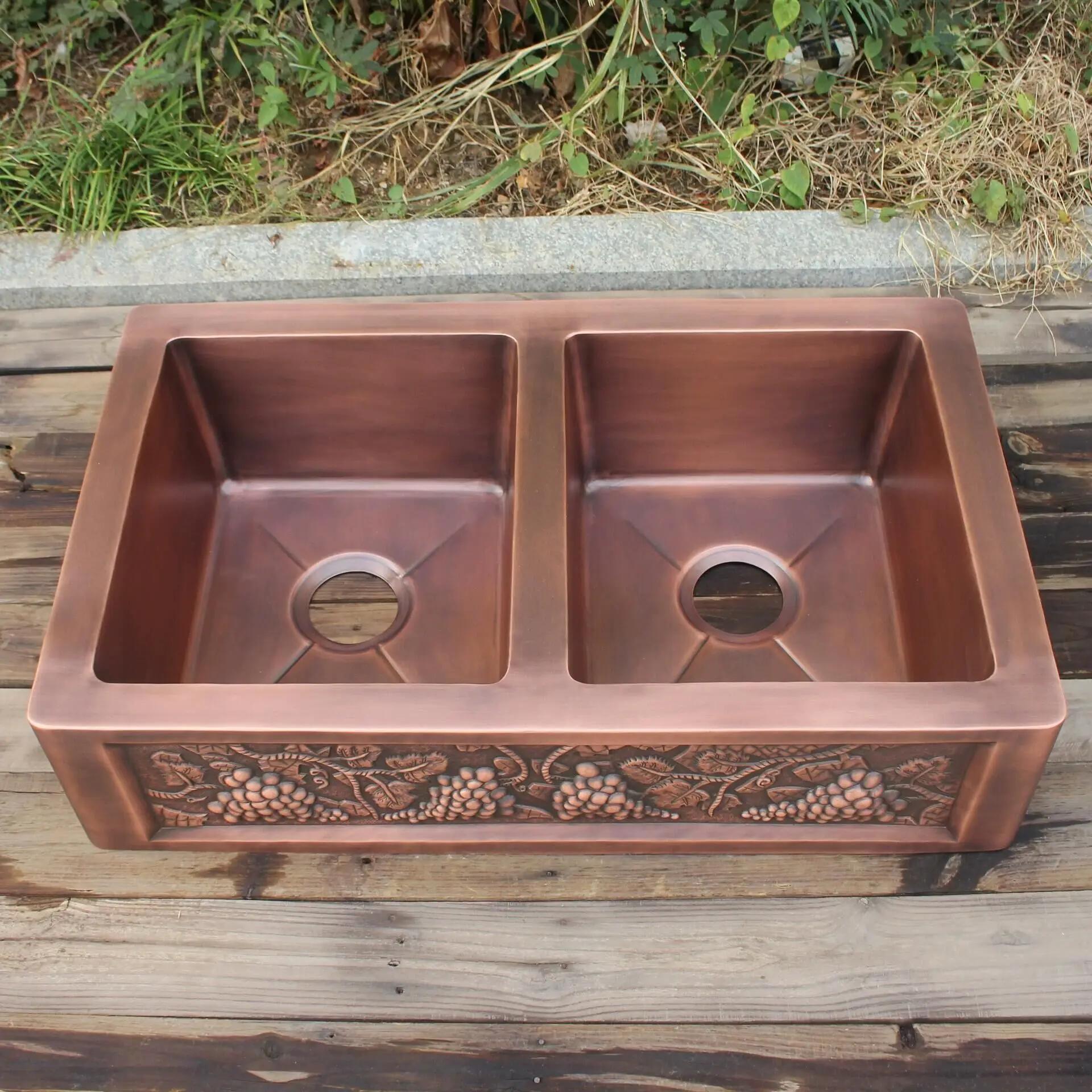 Double Bowl Hammered Copper Sinks For Kitchen Buy Made In China