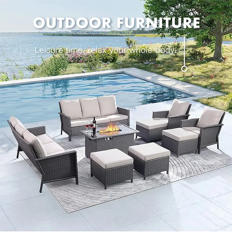Modern Luxury Outdoor Furniture Rattan Sofa Set Garden Rattan Furniture
