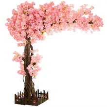High-quality Cherry Blossom Tree Artificial Flower Tree for Wedding Decor Silk Pink Cherry Blossom Tree Branches with Leaf