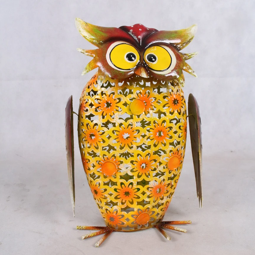 Floral Metal Owl with solar light UD202415