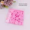 Plateau de fleur de colle rose profond 100pcs + boîte de PVC