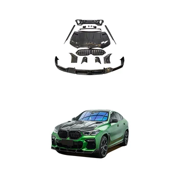 High Quality Carbon fiber car bumper for BMW X6 X6M G06 F96 2019- To LARTE Style front rear lip side skirt hood