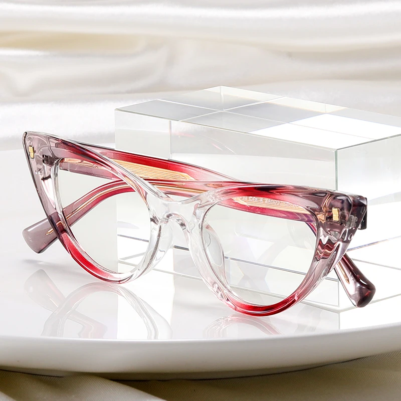 MS 97719 Women's Fashion PC Frame Prescription Glasses Big Cat Eye Design Block Blue Light Optical Eyeglasses TR90 Material