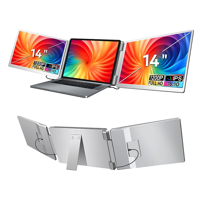 14 Inch 1200P IPS Triple Monitor Plug and Play Portable Screen