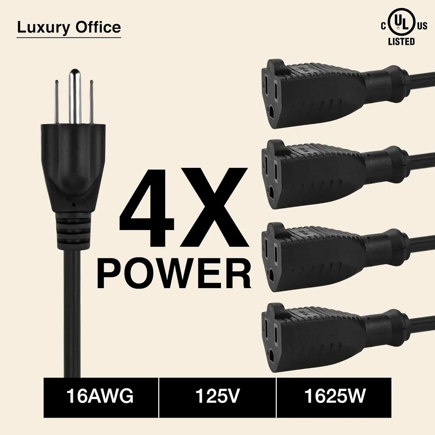4 Way Power Splitter 1 To 4 Extension Cord Splitter 1.5' Short