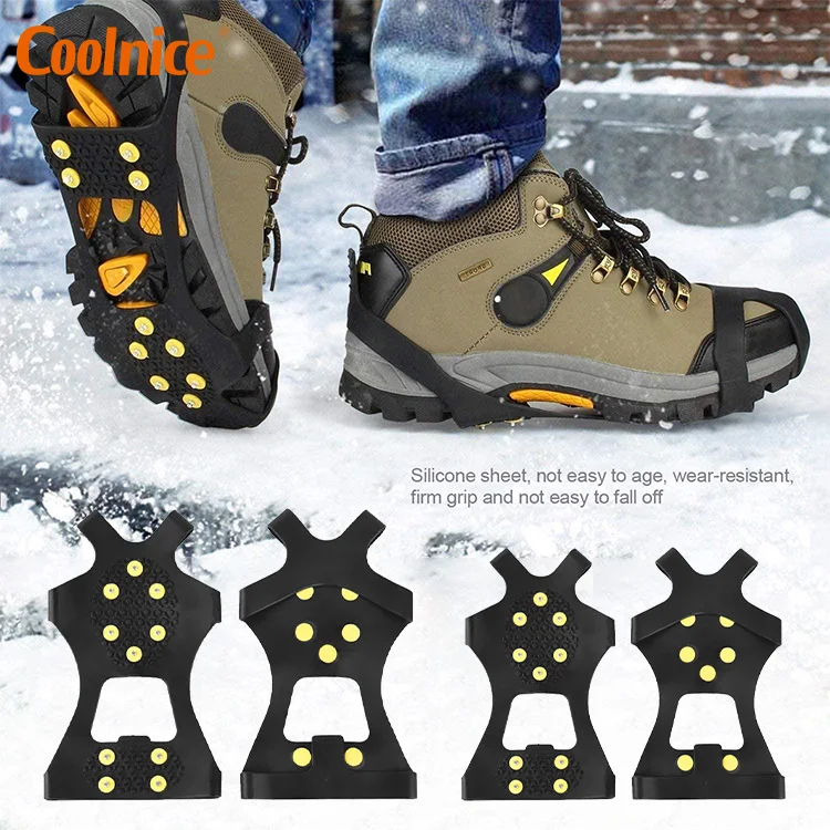 1 пара модных х 10 шпильки на нескользящей подошве ледяным скалам! Шпильке зимние комбинезоны для новорожденных теплые противоскользящие шипы Захваты бутсы поверх обуви Чехлы