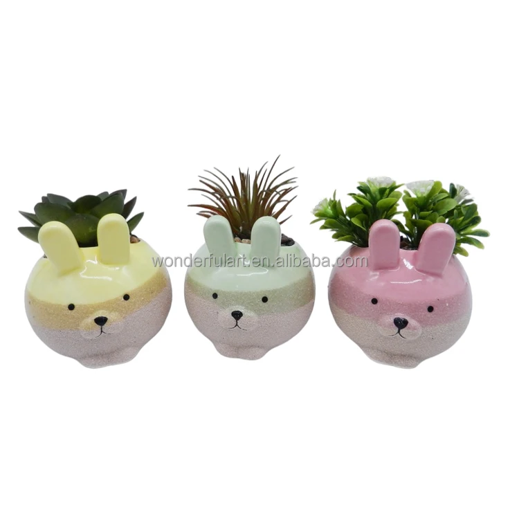 Set of 3 Cute Animal Succulent Plant Pot with Drain Dog Cat Whale Turtle Elephant Fox Small Plant Pot for Indoor and Outdoor