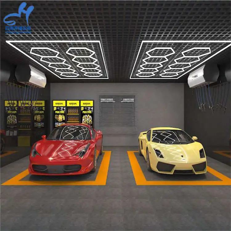 Wholesale Custom Designed LED Hexagonal Garage Lighting Car Detail Lights Garage Lighting Equipment