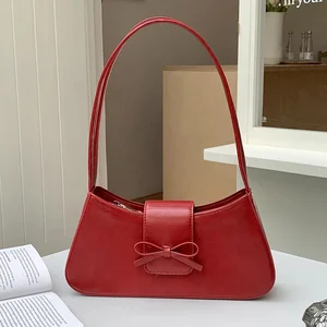 2026 Spring New Bow Design Fashion Ladies Handbag Tote Cute High Quality PU Soft Leather Shoulder Bag Women Hand Bag