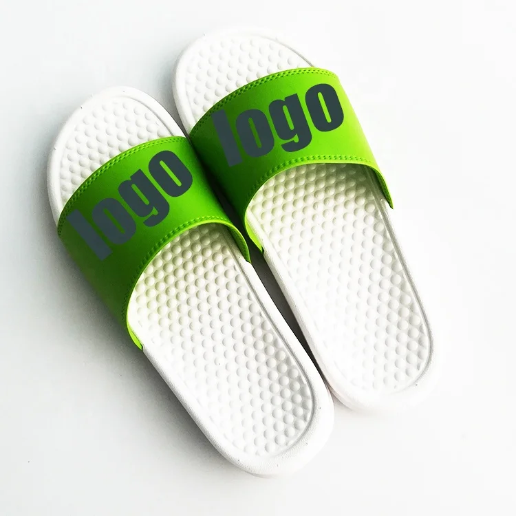 2022 New Design Custom Rubber Massage Sole Slides Sandals With Logo PVC Beach Flip Flop Bath slippers Custom logo Durable