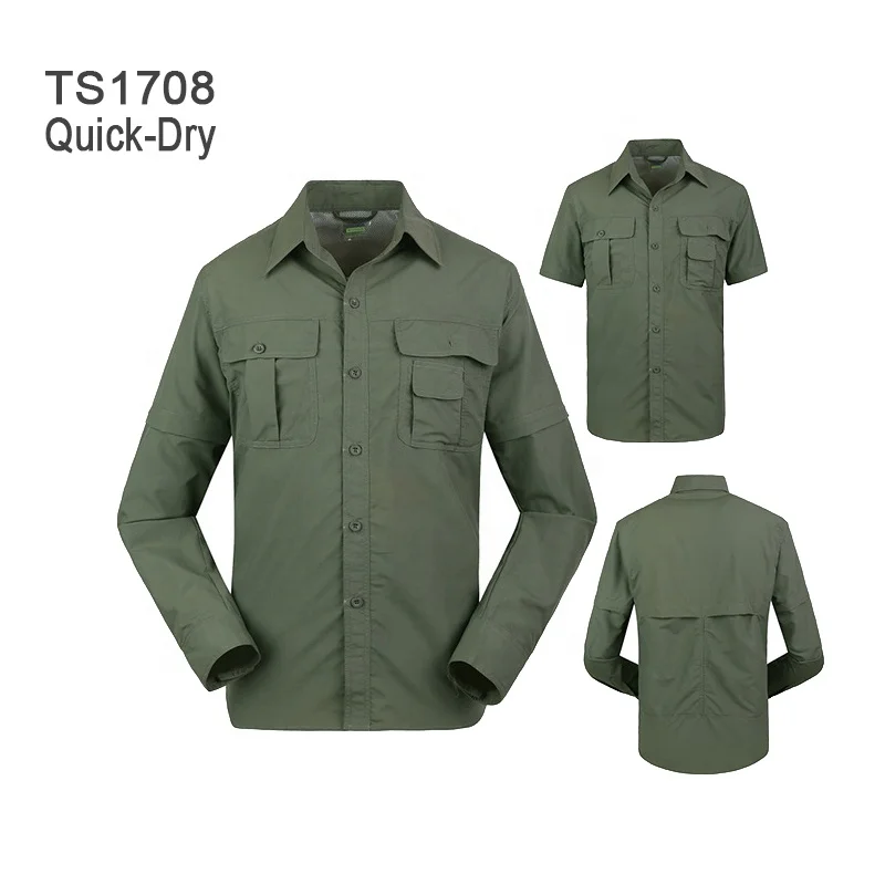 Bărbați cămașă tactică cu uscare rapidă, cămașă uniformă, mânecă lungă detașabilă, pentru drumeții, alpinism, vânătoare, cămașă cu mânecă detașabilă188_voghion.com