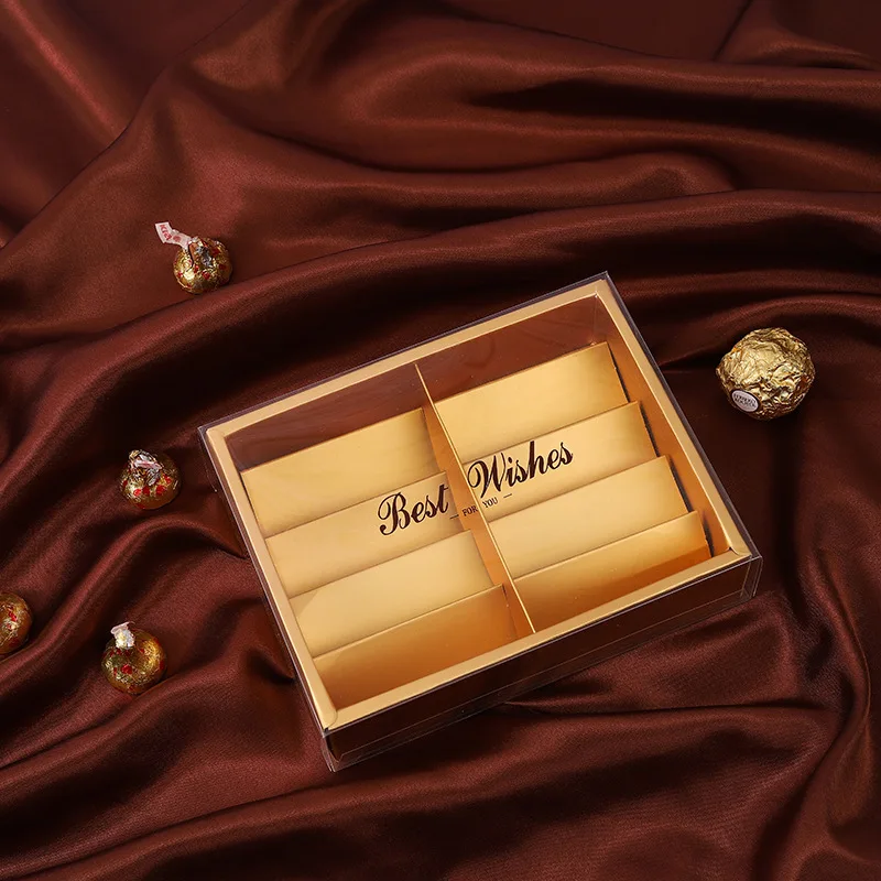 Custom Foldable Gold Box with Plastic Tray Small Chocolate Gift Box