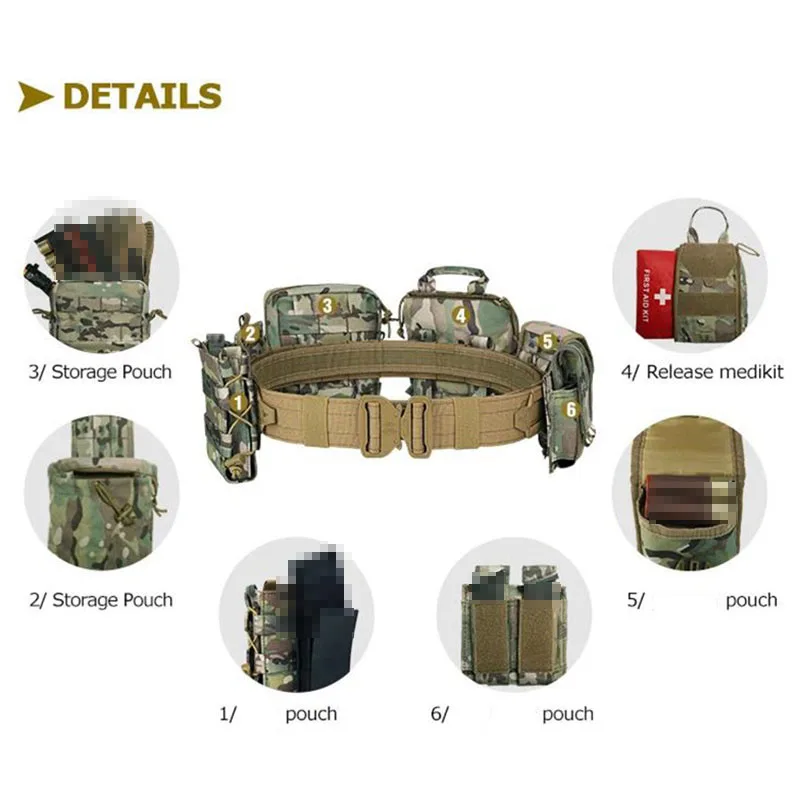 High Quality Tactical Belt Outdoor Training Use Pouch Hunting Accessories Multifunctional Tactical Duty Belt