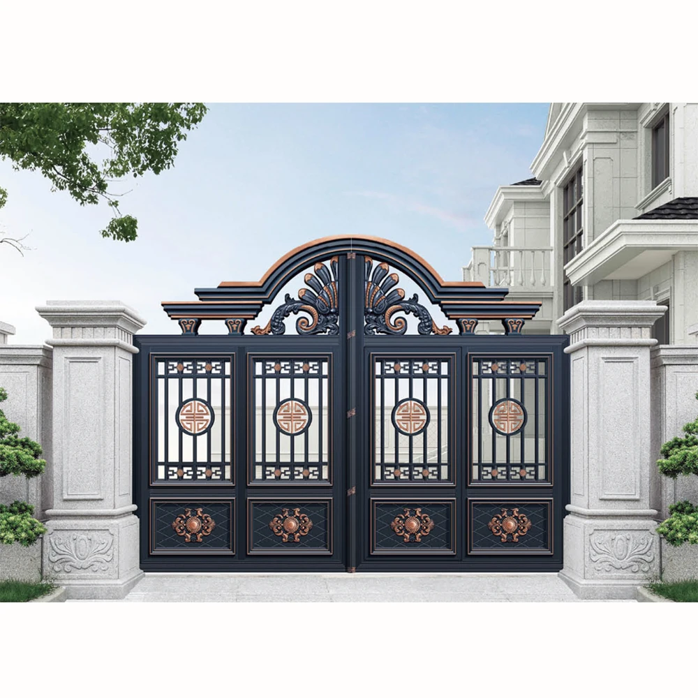 Good Quality House Main Gate Sliding Driveway Gates Modern Design Dark Colour Durable Aluminum Gates