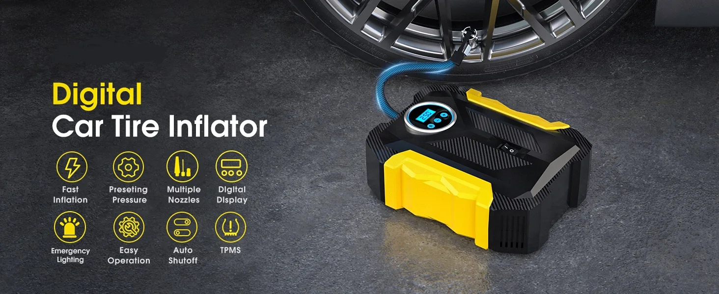 Digital Tire Inflator Portable Air Compressor with LCD Display (CT6)(3U60) main image 0