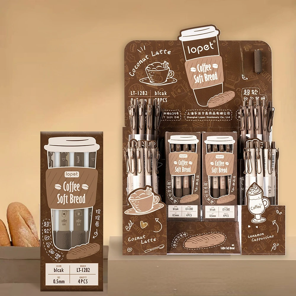 Новая креативная гелевая ручка для кофейного чая серии sakura школьная мягкая школьного ученика блочная шарик 0 5 мм 4 шт./коробка по индивидуальному