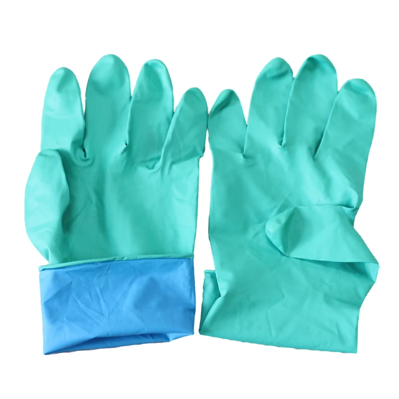 Custom Color Heavy Duty Dual Layer Nitrile Gloves 6ml 8ml Powder-Free  Disposable Safety Gloves for Protection
