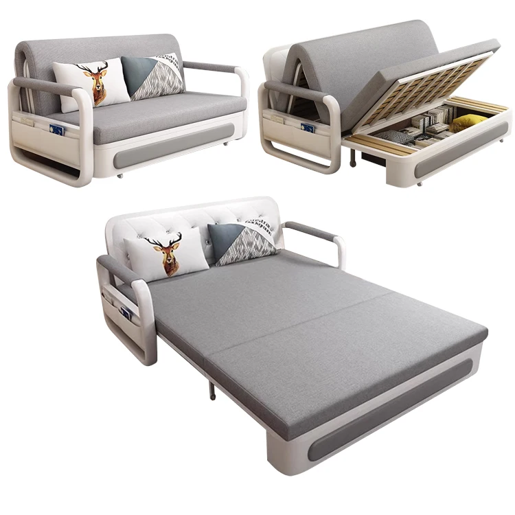 Suke Modern Extension Two Seat Double Sofa Cum Bed Folding Sofa Bed