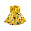 Yellow Collar Watermelon Beach Print Dress
