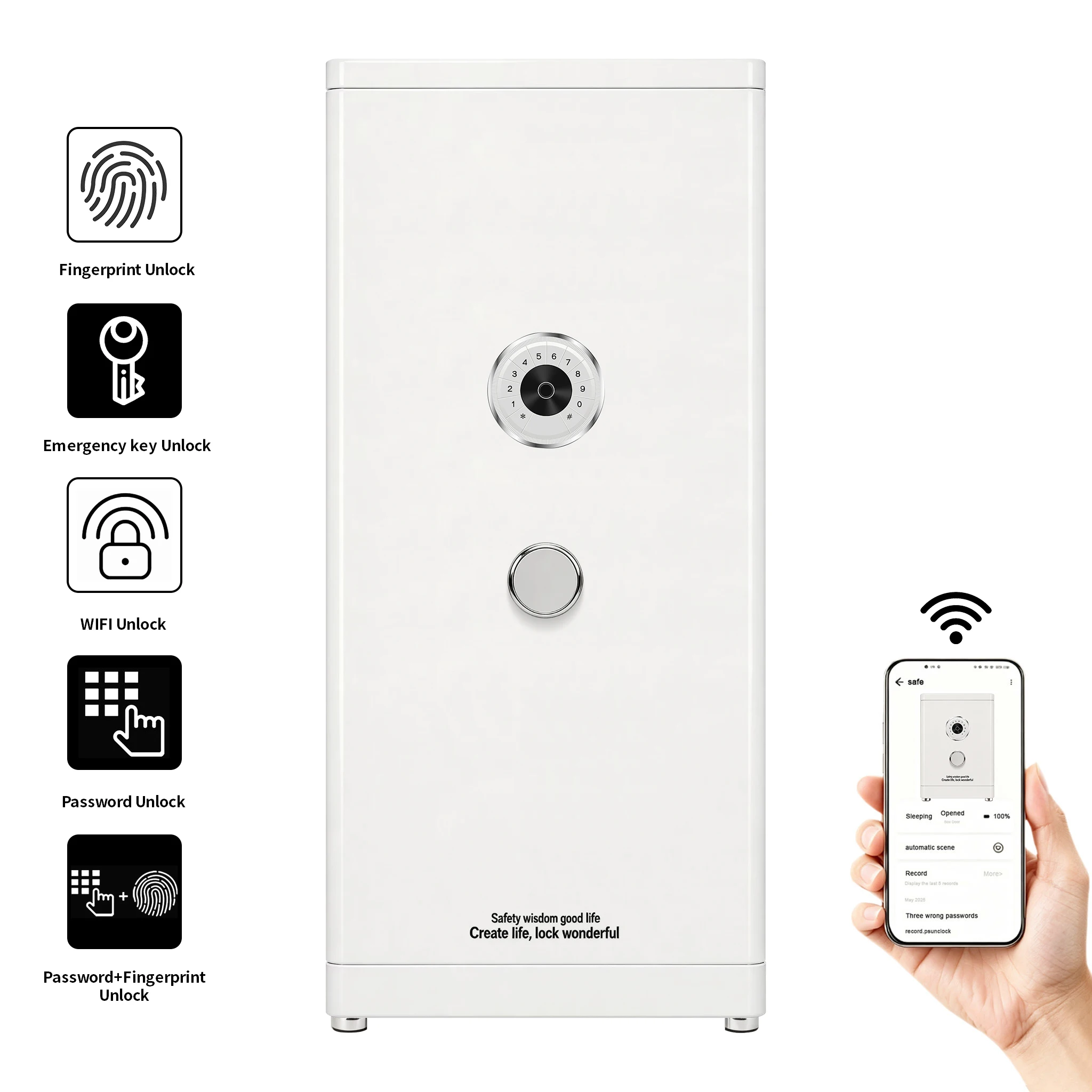 F1-1200 CEQSAFE Face Recognition TUYA APP WIFI Electronic Digital Fingerprint Lock Smart Safe Box for Hotel & Home Use
