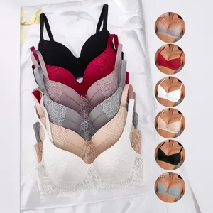 Lace Bra Sexy Breathable comfort Underwear Europe and the United States Wind Bra Gathered on the Top to Prevent Sagging.