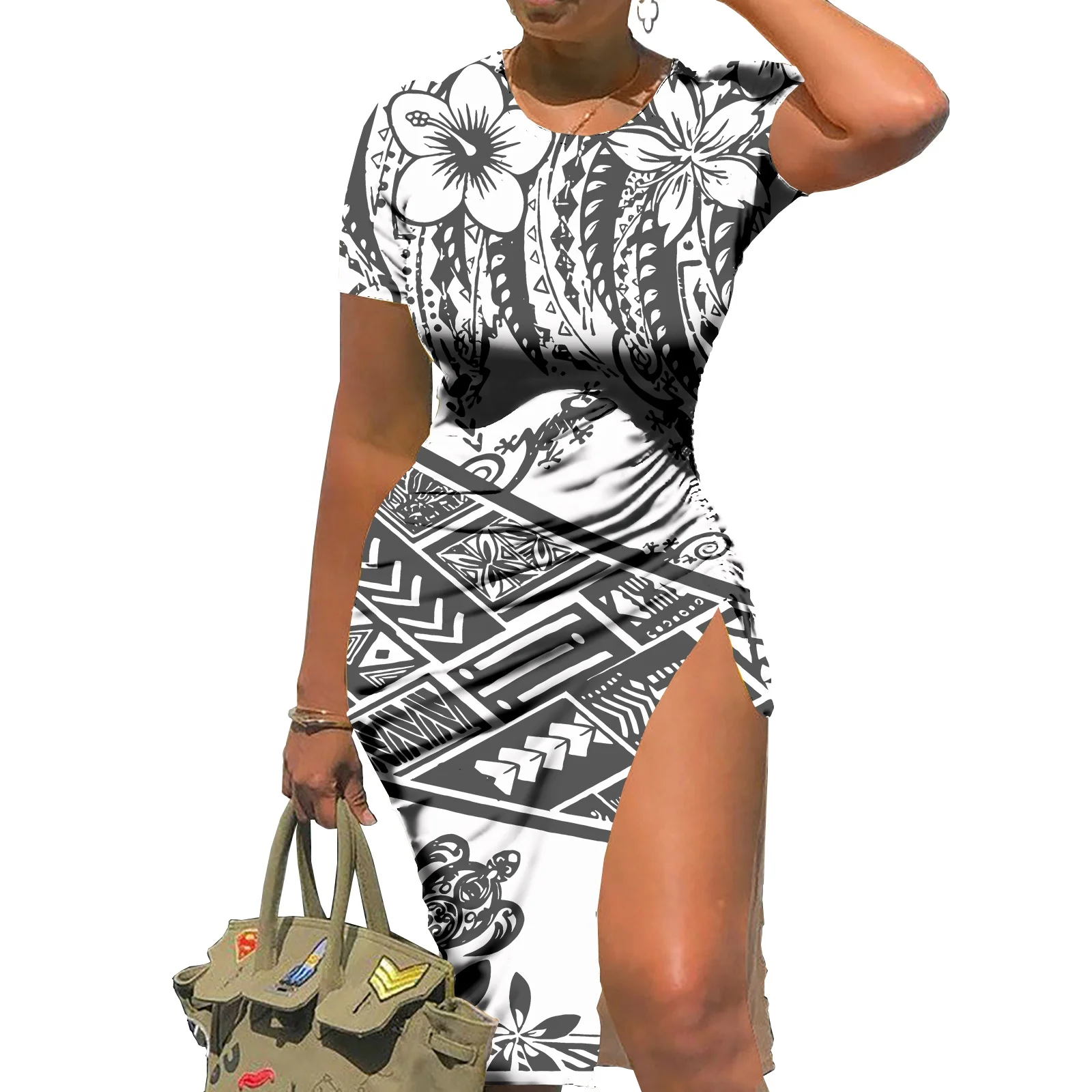 tattoo print bodycon dress Tattoo Print Maxi Dress