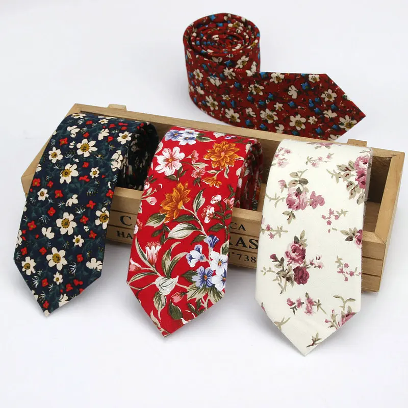 Bonjouree Cravates Hommes Floral Couleur En Coton Mode Slim