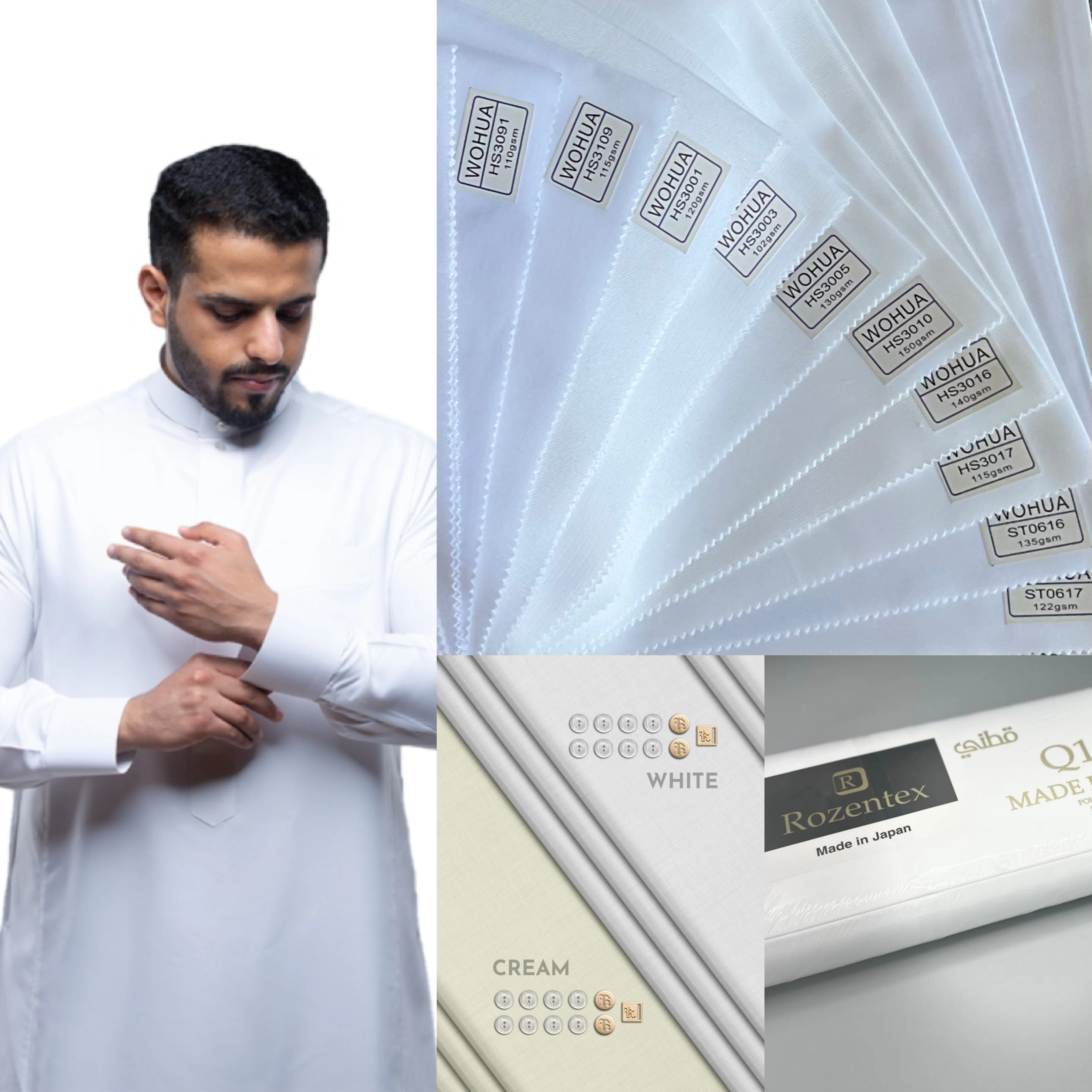 Korean 100%Filament  Spun Polyester Arab Thobe Men Muslim Saudi Men's Fabric White Japan Cheaper Factory Price