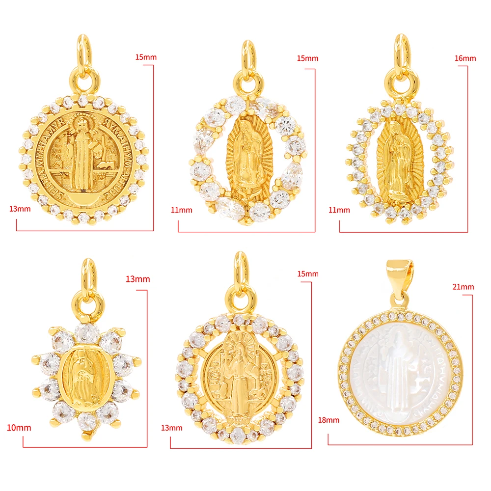 Dainty 24k Gold Plated Virgin Mary Pendant - Micro Pave Cubic Zircon