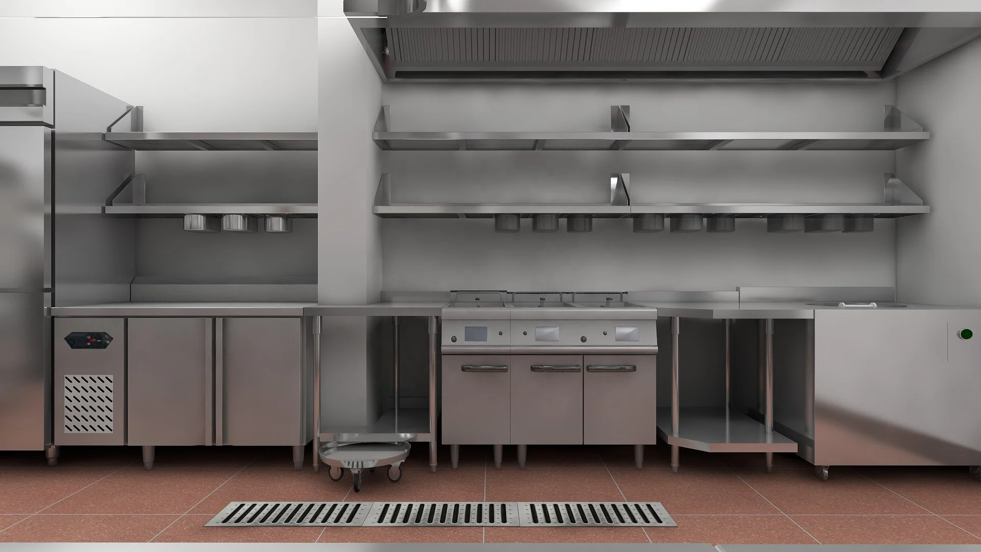 Indian Restaurant 3D Rendering and VR Design for Commercial Kitchen Design with Whole Set of Kitchen Equipment