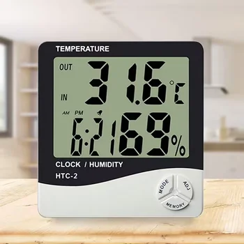 Electronic LCD Digital Indoor Outdoor Digital HTC-2 Temperature Humidity Thermometer